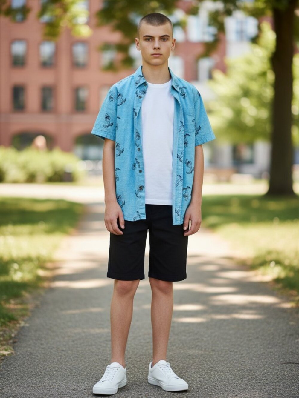 Arizona Button Down Shirt Kids M 10/12 Turquoise Excellent Cactus Skateboard‎